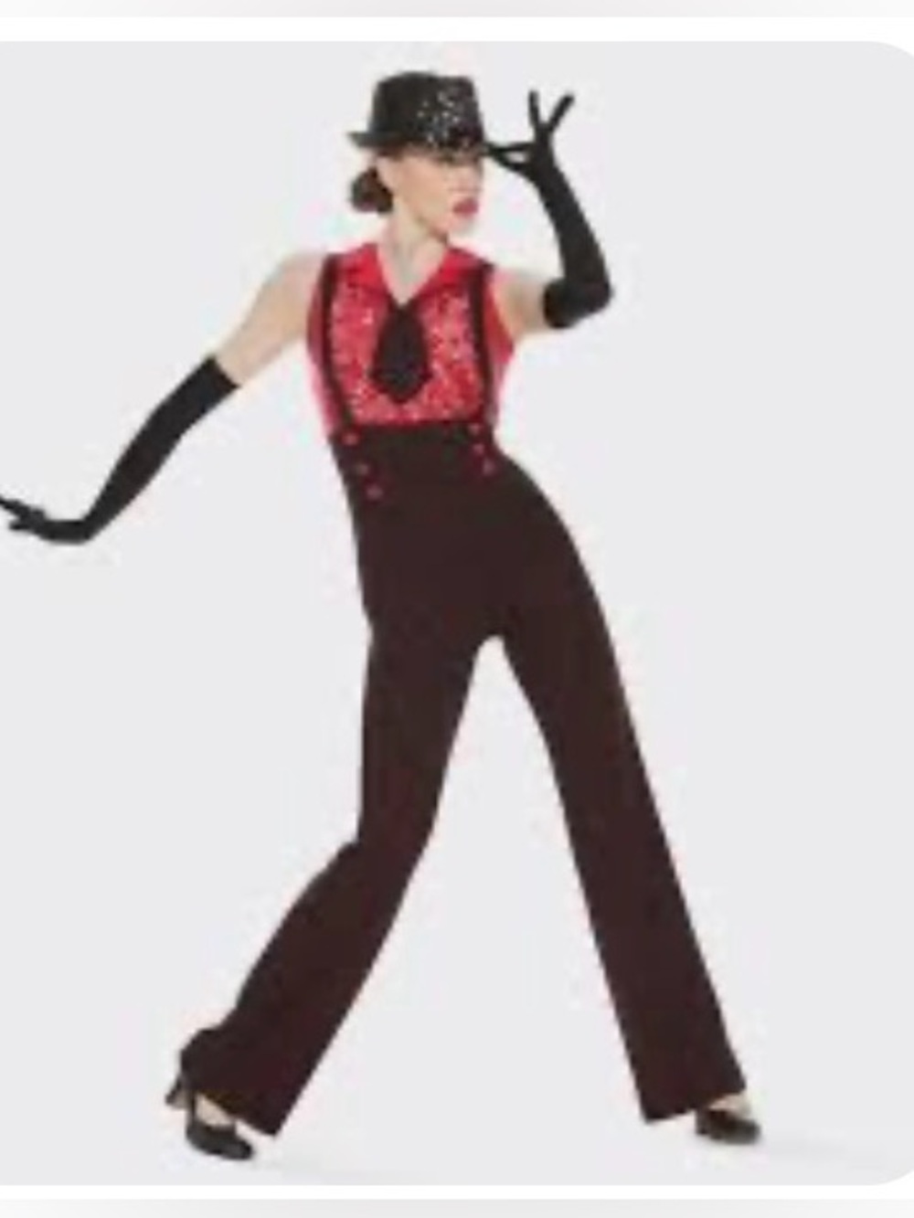 Revolution Dancewear “Minnie The Moocher” Sequin Red Metallic Pinstripe Sz XLA